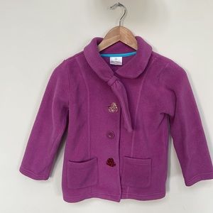 Hanna Andersson Girls Fleece Pink Purple Jacket Coat Size 8 (130) Pockets